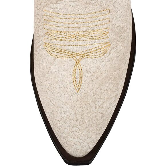 🆕 Women's White Snip Toe Western Ankle Boots Faux Leather Cowgirl Booties - Picture 3 of 6